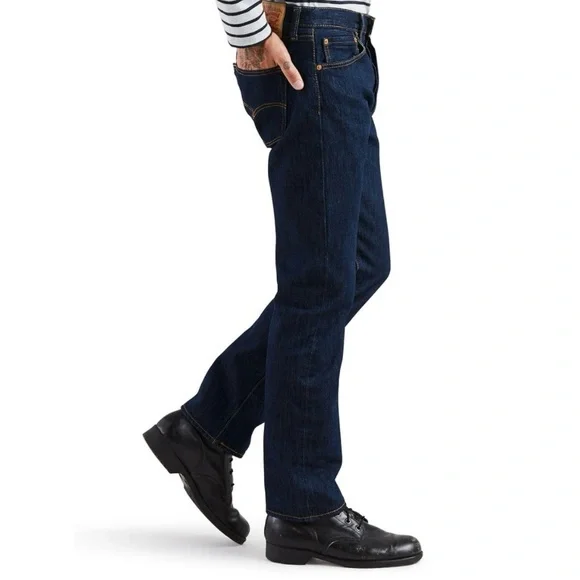 Levis Mens 501 Original Fit Button Fly Jeans in Rinse Dark Wash sz 32 x 29 Denim